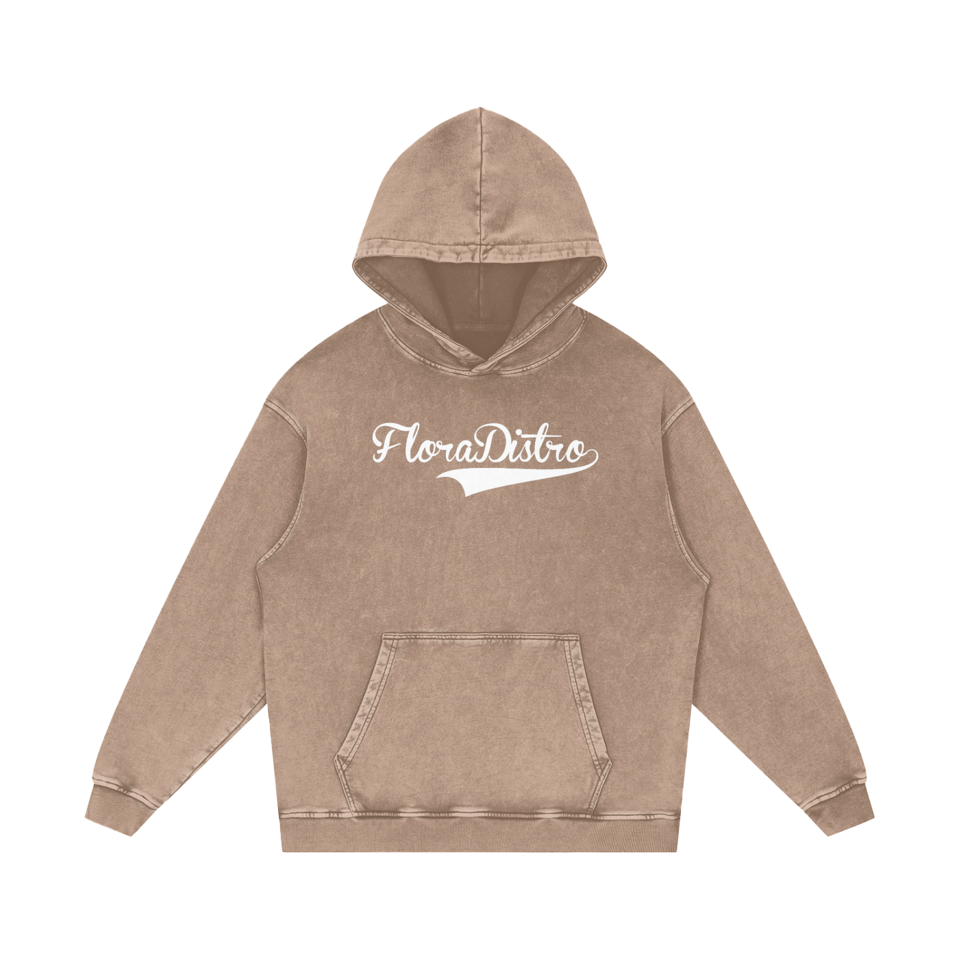 Acid Wash Oversize Hoodie Brown