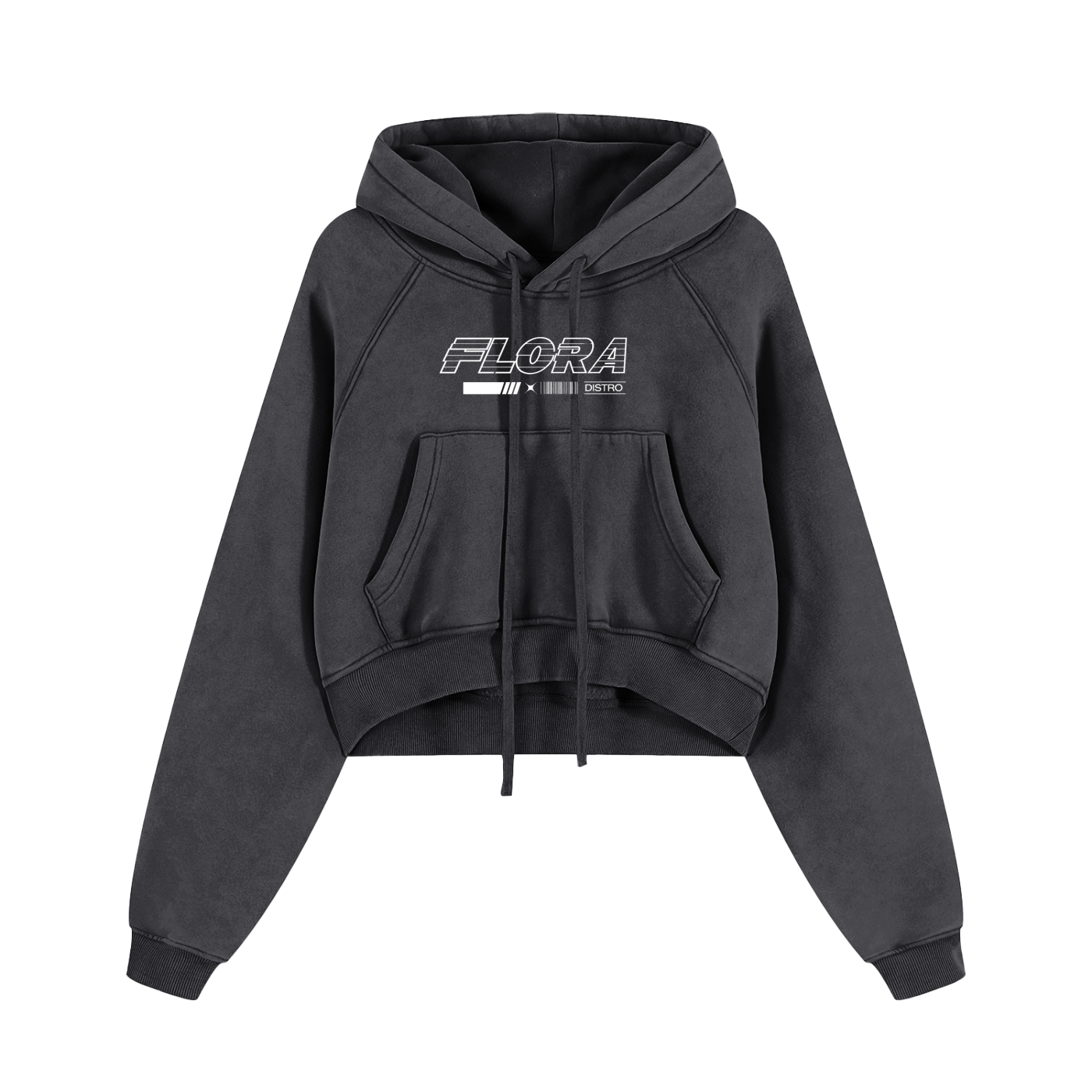 Snow Washed Cropped Hoodie Black