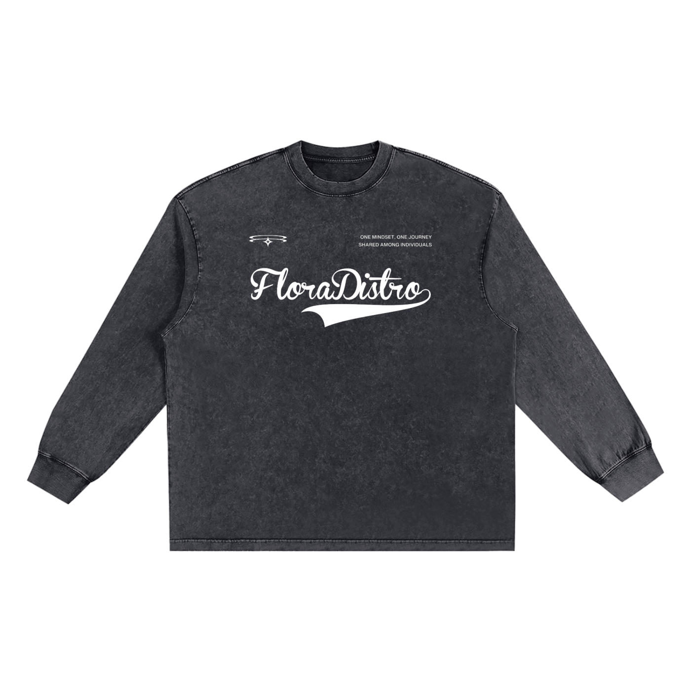 Snow Washed Oversize Long Sleeve T Shirt Black